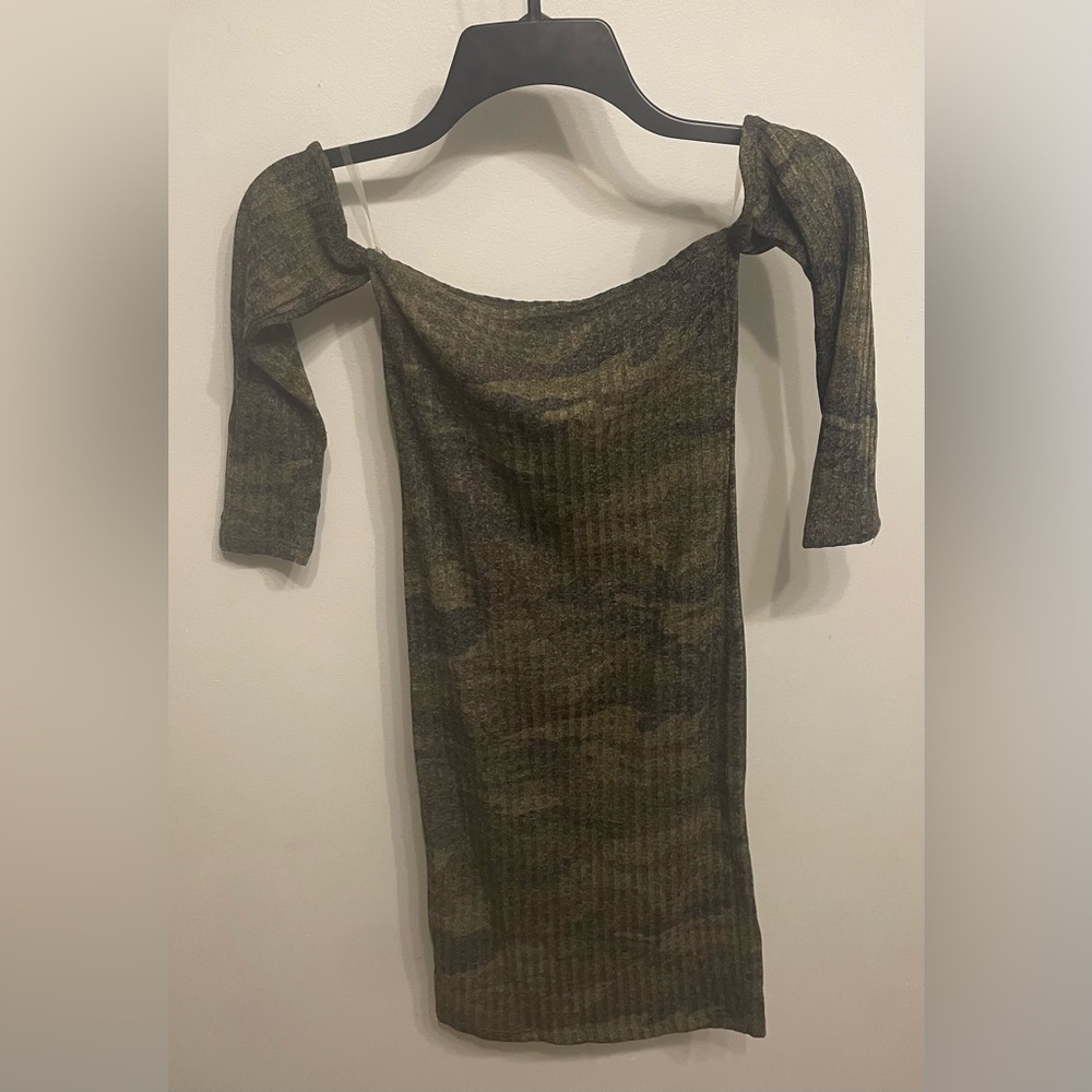 Camouflage Off-Shoulder Dress